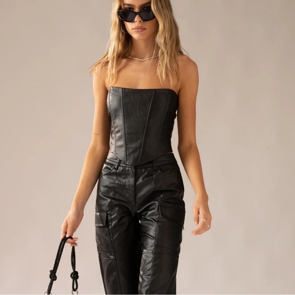 NWT Run The Show PU Bustier Top - Picture 1 of 5